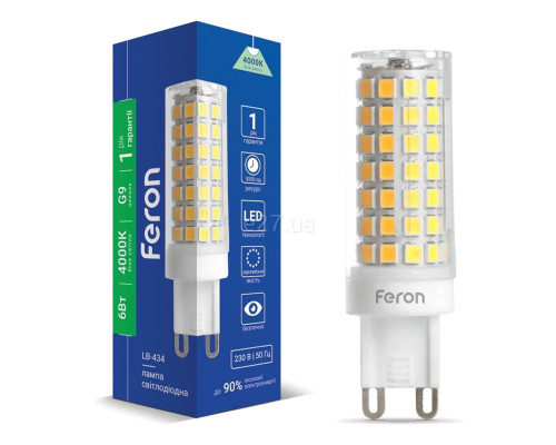 Лампа світлодіодна Feron 38147 LB-434, 6W 4000К G9, 270°