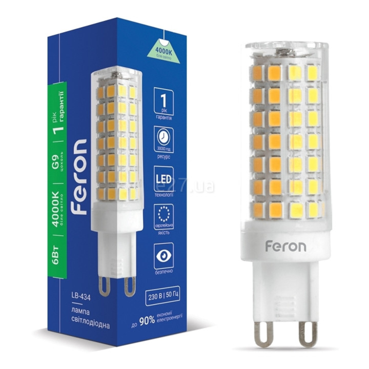 Лампа світлодіодна Feron 38147 LB-434, 6W 4000К G9, 270° · Feron · feron-38147