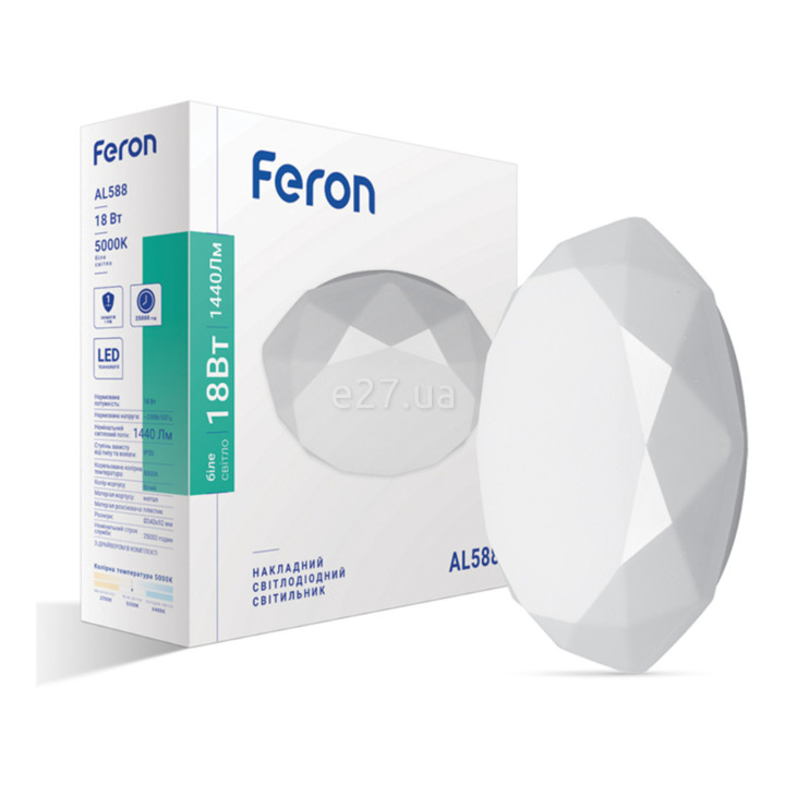Стельовий світильник Feron 40192 AL588, 18 Вт, 1440 лм, 5000K · Feron · feron-40192