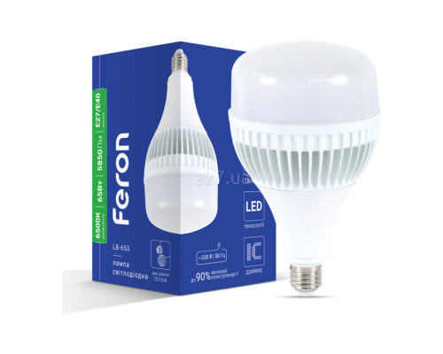 Лампа світлодіодна Feron 80198 LB-653 E27/E40, 65W 6500K E27, 200°
