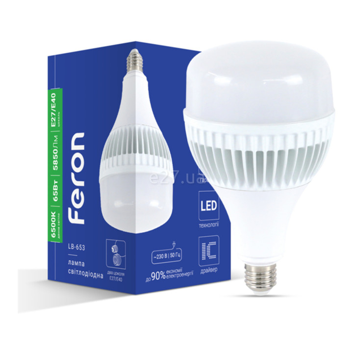Лампа світлодіодна Feron 80198 LB-653 E27/E40, 65W 6500K E27, 200° · Feron · feron-80198