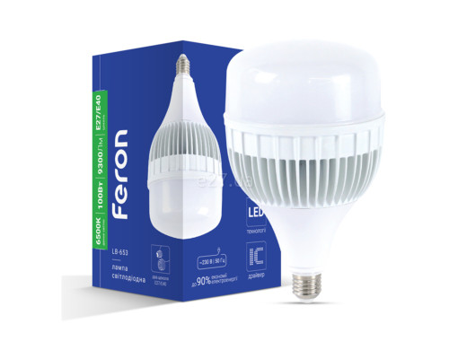 Лампа світлодіодна Feron 80200 LB-653 E27/E40, 100W 6500K E27, 200°