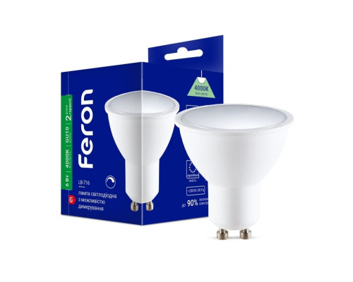 Лампа світлодіодна Feron 80867 LB-716, 6W 4000K GU10 Dimmable