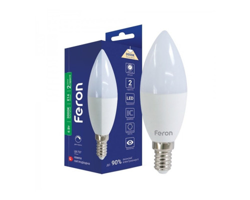 Лампа світлодіодна Feron 80868 LB-737, 6W 3000K E14 Dimmable