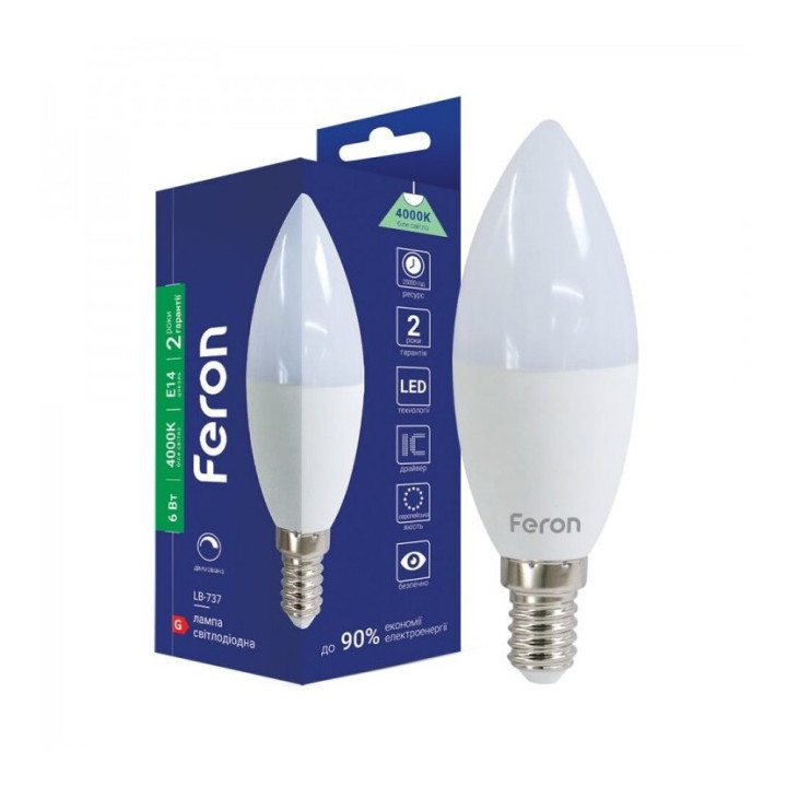 Лампа світлодіодна Feron 80869 LB-737, 6W 4000K E14 Dimmable · Feron · feron-80869