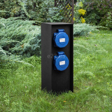 Блок розеток Imperium Light 485230.05.29 Garden, 16A, чорний, метал, із заземленням, Schuko, ip67, із захисною кришкою, без шторок · Imperium Light · imperium-light-485230-05-29