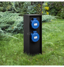 Блок розеток Imperium Light 485230.05.29 Garden, 16A, чорний, метал, із заземленням, Schuko, ip67, із захисною кришкою, без шторок