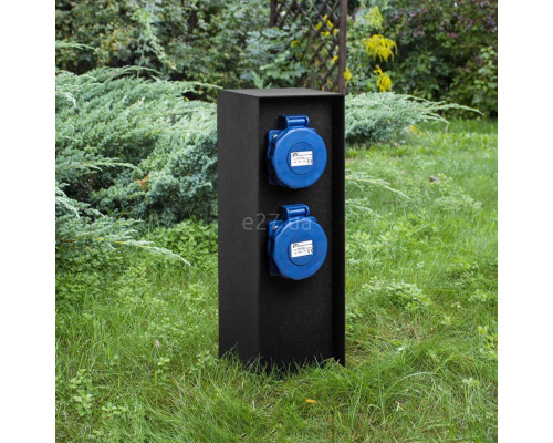 Блок розеток Imperium Light 485230.05.29 Garden, 16A, чорний, метал, із заземленням, Schuko, ip67, із захисною кришкою, без шторок