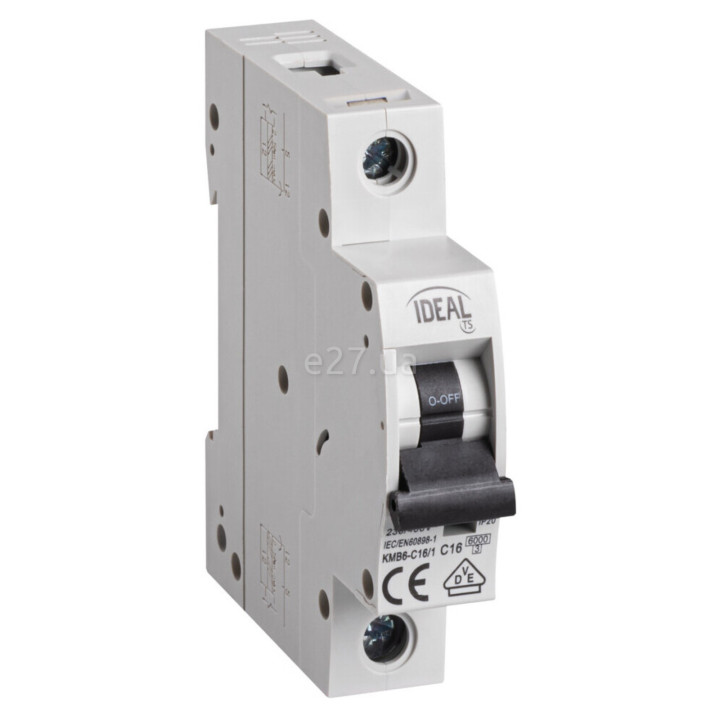 Автоматичний вимикач Kanlux 23143 Ideal TS KMB6-C16/1, 1P, 16A, C, 6kA, на DIN-рейку · Kanlux · kanlux-23143