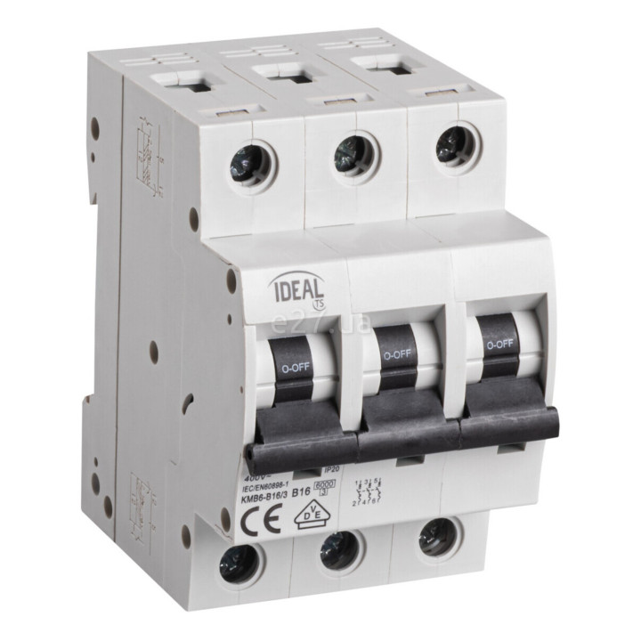 Автоматичний вимикач Kanlux 23149 Ideal TS KMB6-B16/3, 3P, 16A, B, 6kA, на DIN-рейку · Kanlux · kanlux-23149