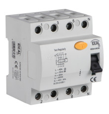 Вимикач диференціального струму, УЗО Kanlux 23184 Ideal TS KRD6-4/40/30, 4P, 40A, 30mA, AC, на DIN-рейку