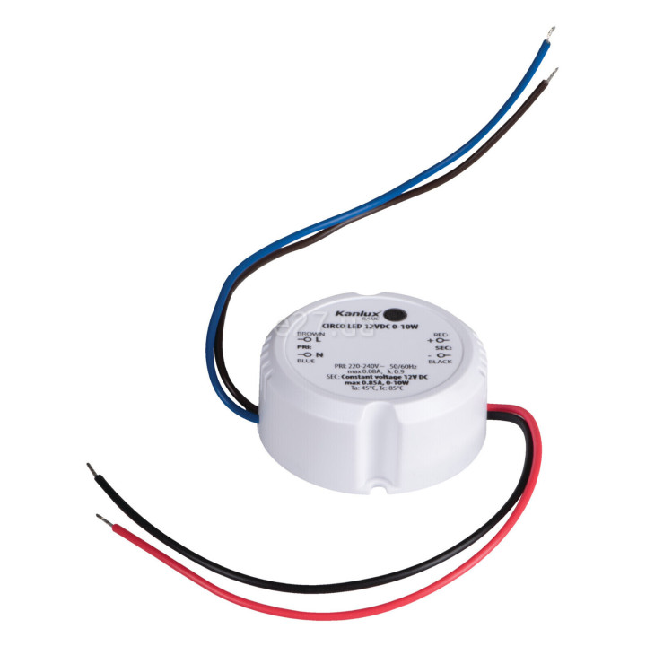 Блок живлення Kanlux 24242 Circo N LED 12VDC 10W, 12V DC, Залежить від навантаження, 10 Вт, не сумісний з димерами · Kanlux · kanlux-24242
