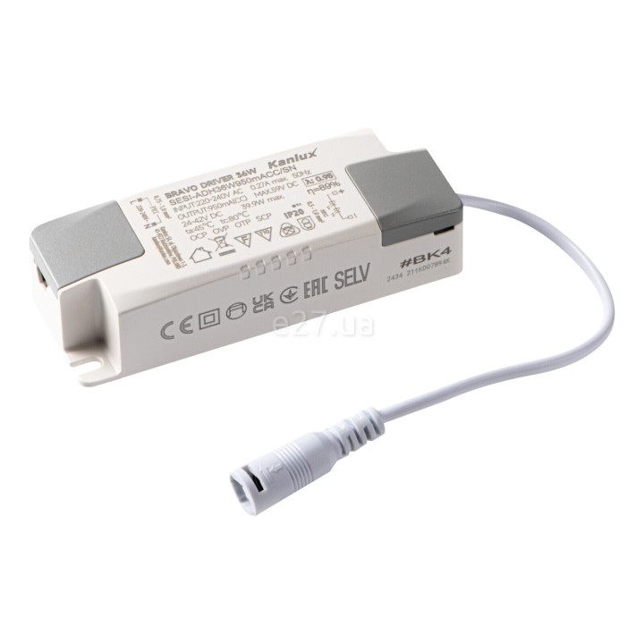 Драйвер Kanlux 28025 Bravo 36W 800mA 30-42V DC, Залежить від навантаження, 800mA DC, 36 Вт · Kanlux · kanlux-28025