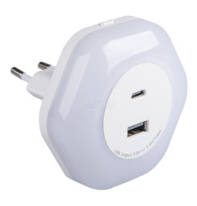 Нічник Kanlux 37397 BOLA LED 2xUSB WW W, 0.22 Вт, 4 лм, 3000К