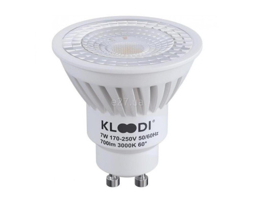 Лампа світлодіодна Kloodi KDGU10-7WSMD 3K 60D , MR16 7W 3000K GU10, 60°