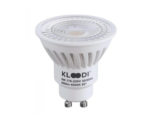 Лампа світлодіодна Kloodi KDGU10-9WSMD 4K 60D , MR16 9W 4000K GU10, 60°