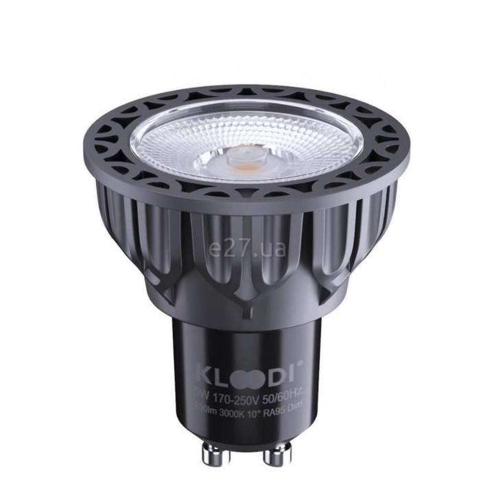 Лампа світлодіодна Kloodi KDGU10-QL 5WCOB 3K 10D BK DIM , MR16 5W 3000K GU10 Dimmable, 10° · Kloodi · kloodi-kdgu10-ql-5wcob-3k-10d-bk-dim