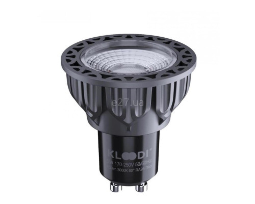 Лампа світлодіодна Kloodi KDGU10-QL 5WCOB 3K 60D BK DIM , MR16 5W 3000K GU10 Dimmable, 60°