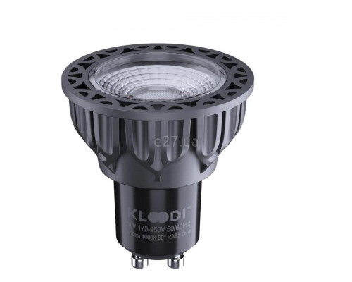 Лампа світлодіодна Kloodi KDGU10-QL 5WCOB 4K 60D BK DIM , MR16 5W 4000K GU10 Dimmable, 60°