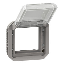 Адаптер Legrand 069580L PLEXO Адатпер для механізмів Mosaic з прозорою кришкою механізм, колір Сірий, сірий, із захисною кришкою, для врізного монтажу · Legrand · legrand-069580l
