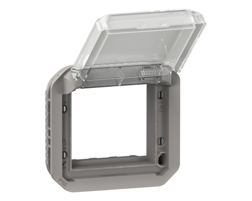 Адаптер Legrand 069580L PLEXO Адатпер для механізмів Mosaic з прозорою кришкою механізм, колір Сірий, сірий, із захисною кришкою, для врізного монтажу