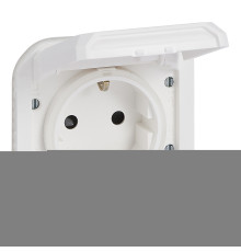 Розетка 220В Legrand 069639L PLEXO Розетка 2К+З з гвинтовими клемами механізм, колір Білий, білий, із захисною кришкою, для врізного монтажу