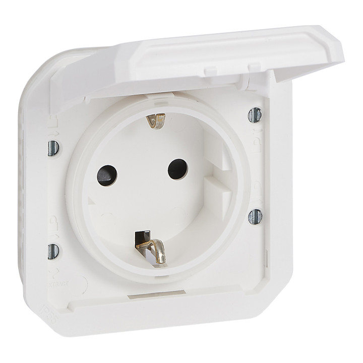 Розетка 220В Legrand 069639L PLEXO Розетка 2К+З з гвинтовими клемами механізм, колір Білий, білий, із захисною кришкою, для врізного монтажу · Legrand · legrand-069639l