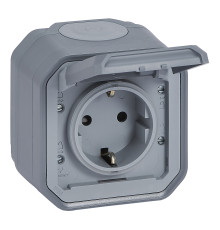 Розетка 220В Legrand 069733L PLEXO Розетка 2К+З з гвинтовими клемами накладний, колір Сірий, сірий, для накладного монтажу