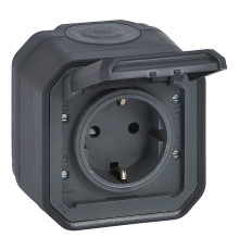 Розетка 220В Legrand 069783L PLEXO Розетка 2К+З з гвинтовими клемами накладний, колір Антрацит, антрацит, для накладного монтажу