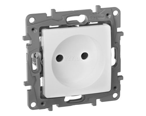Розетка 220В Legrand 672220 Etika, білий, пластик, без заземлення, без захисної кришки, без шторок, для врізного монтажу