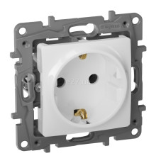 Розетка 220В Legrand 672221 Etika, білий, пластик, із заземленням, Schuko, без захисної кришки, без шторок, для врізного монтажу