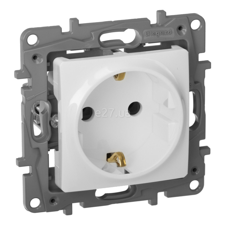 Розетка 220В Legrand 672221 Etika, білий, пластик, із заземленням, Schuko, без захисної кришки, без шторок, для врізного монтажу · Legrand · legrand-672221