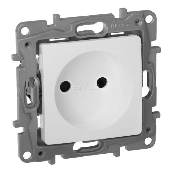 Розетка 220В Legrand 672234 Etika, білий, пластик, без заземлення, без захисної кришки, зі шторками, для врізного монтажу · Legrand · legrand-672234