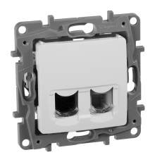Розетка комп'ютерна, телефонна Legrand 672252 Etika, білий, пластик, для врізного монтажу