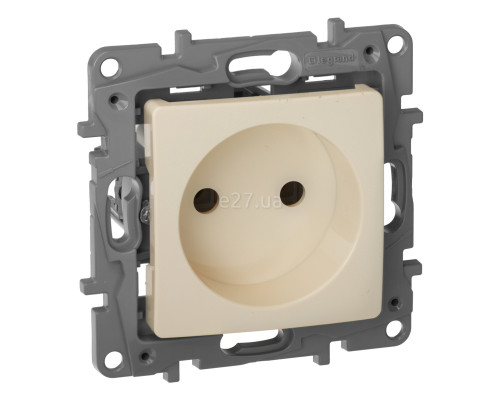 Розетка 220В Legrand 672320 Etika, слонова кістка, пластик, без заземлення, без захисної кришки, без шторок, для врізного монтажу