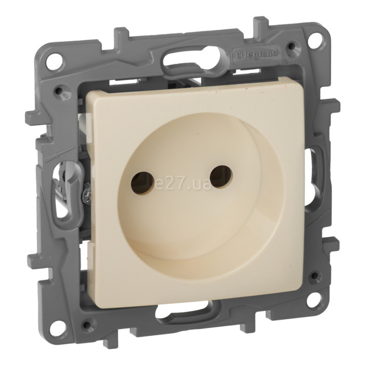 Розетка 220В Legrand 672320 Etika, слонова кістка, пластик, без заземлення, без захисної кришки, без шторок, для врізного монтажу · Legrand · legrand-672320
