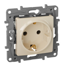 Розетка 220В Legrand 672321 Etika, слонова кістка, пластик, із заземленням, Schuko, без захисної кришки, без шторок, для врізного монтажу