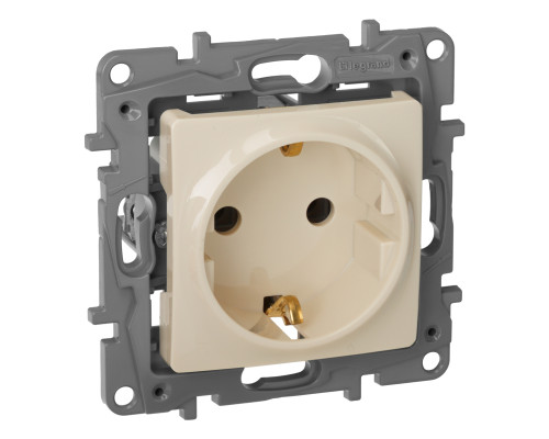 Розетка 220В Legrand 672321 Etika, слонова кістка, пластик, із заземленням, Schuko, без захисної кришки, без шторок, для врізного монтажу