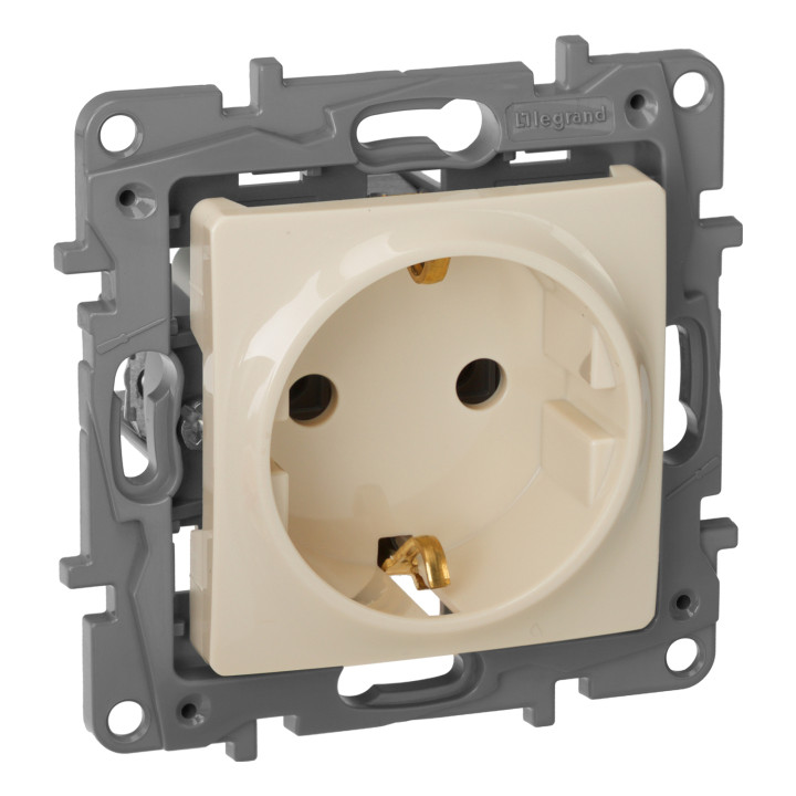 Розетка 220В Legrand 672321 Etika, слонова кістка, пластик, із заземленням, Schuko, без захисної кришки, без шторок, для врізного монтажу · Legrand · legrand-672321
