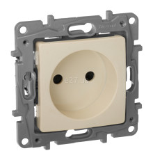 Розетка 220В Legrand 672334 Etika, слонова кістка, пластик, без заземлення, без захисної кришки, зі шторками, для врізного монтажу