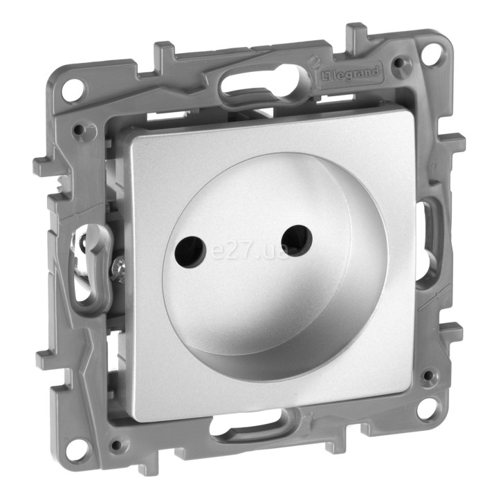 Розетка 220В Legrand 672434 Etika, алюміній, пластик, без заземлення, без захисної кришки, без шторок, для врізного монтажу · Legrand · legrand-672434