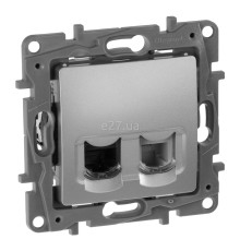 Розетка комп'ютерна, телефонна Legrand 672452 Etika, алюміній, пластик, для врізного монтажу