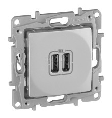 Розетка USB Legrand 672494 Etika, алюміній, пластик, для врізного монтажу