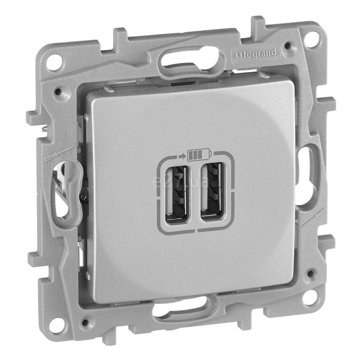 Розетка USB Legrand 672494 Etika, алюміній, пластик, для врізного монтажу · Legrand · legrand-672494