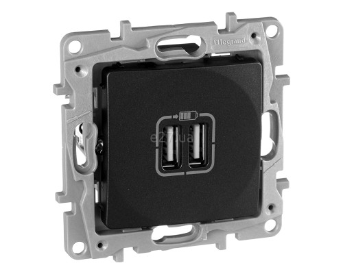 Розетка USB Legrand 672694 Etika, антрацит, пластик, для врізного монтажу