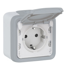 Розетка 220В Legrand 69733 Plexo, сірий, із заземленням, Schuko