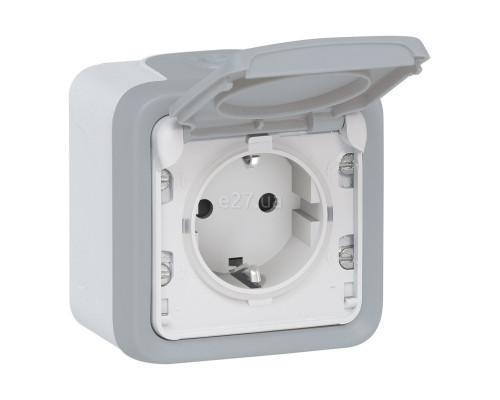 Розетка 220В Legrand 69733 Plexo, сірий, із заземленням, Schuko