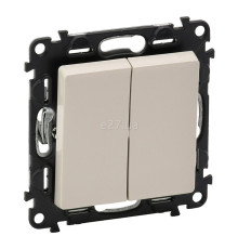 Вимикач 2-клавішний Legrand 752505 Valena Life, слонова кістка, пластик, без підсвітки та індикації, для врізного монтажу