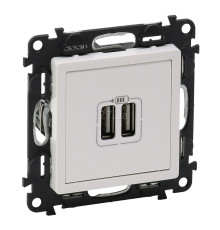Розетка USB Legrand 753412 Valena Life, білий, пластик, для врізного монтажу