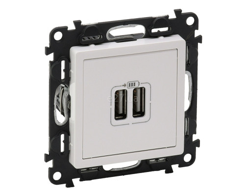 Розетка USB Legrand 753412 Valena Life, білий, пластик, для врізного монтажу